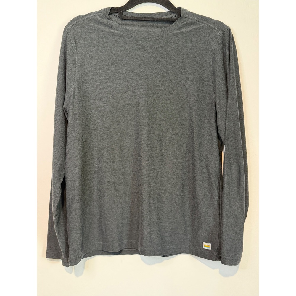 Vuori Mens Long Sleeve Performance Tee Shirt Charcoal Heather Gray Large